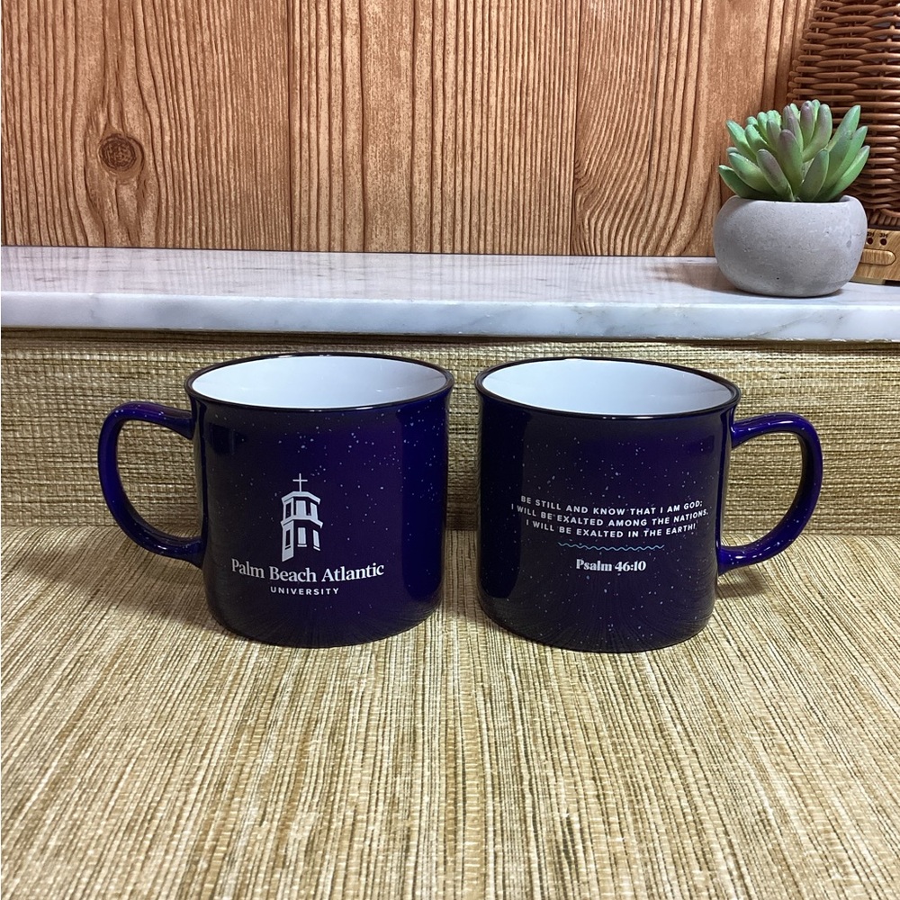 New Palm Beach Atlantic University Navy Blue Ceramic Mug Set Psalms 46:10
